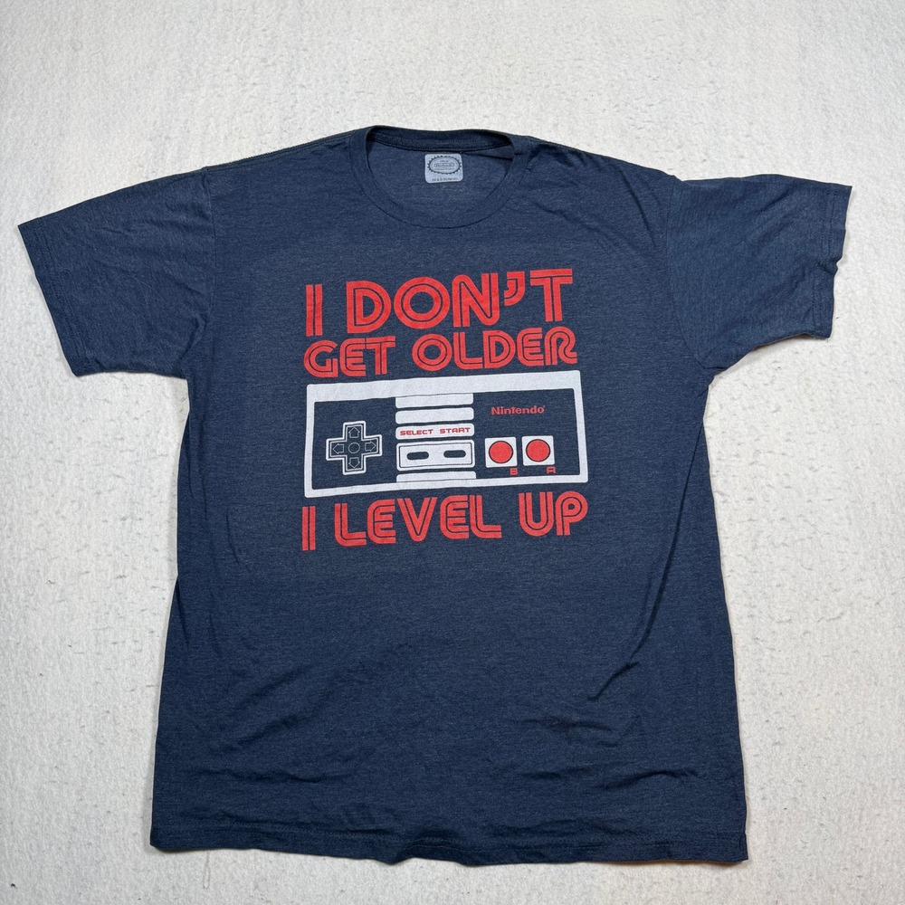 Nintendo NES Controller I Level Up Graphic T-Shirt Mens Navy Blue